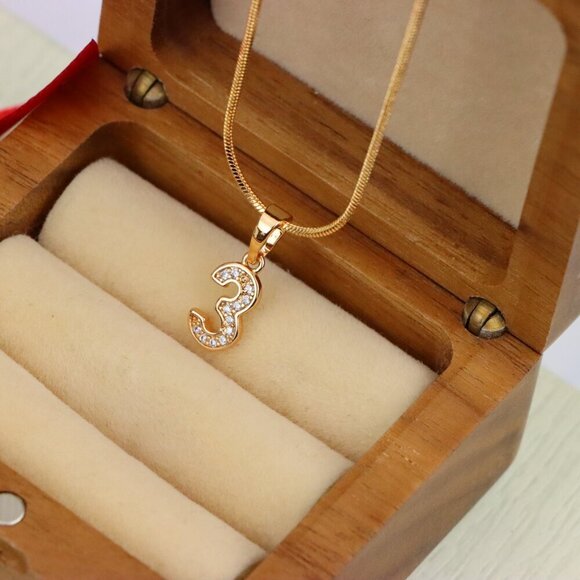 "Rose Gold Number 3 Pendant with Crystals – 18K Gold Plated Charm, XPPT1343 - Picture 7 of 13